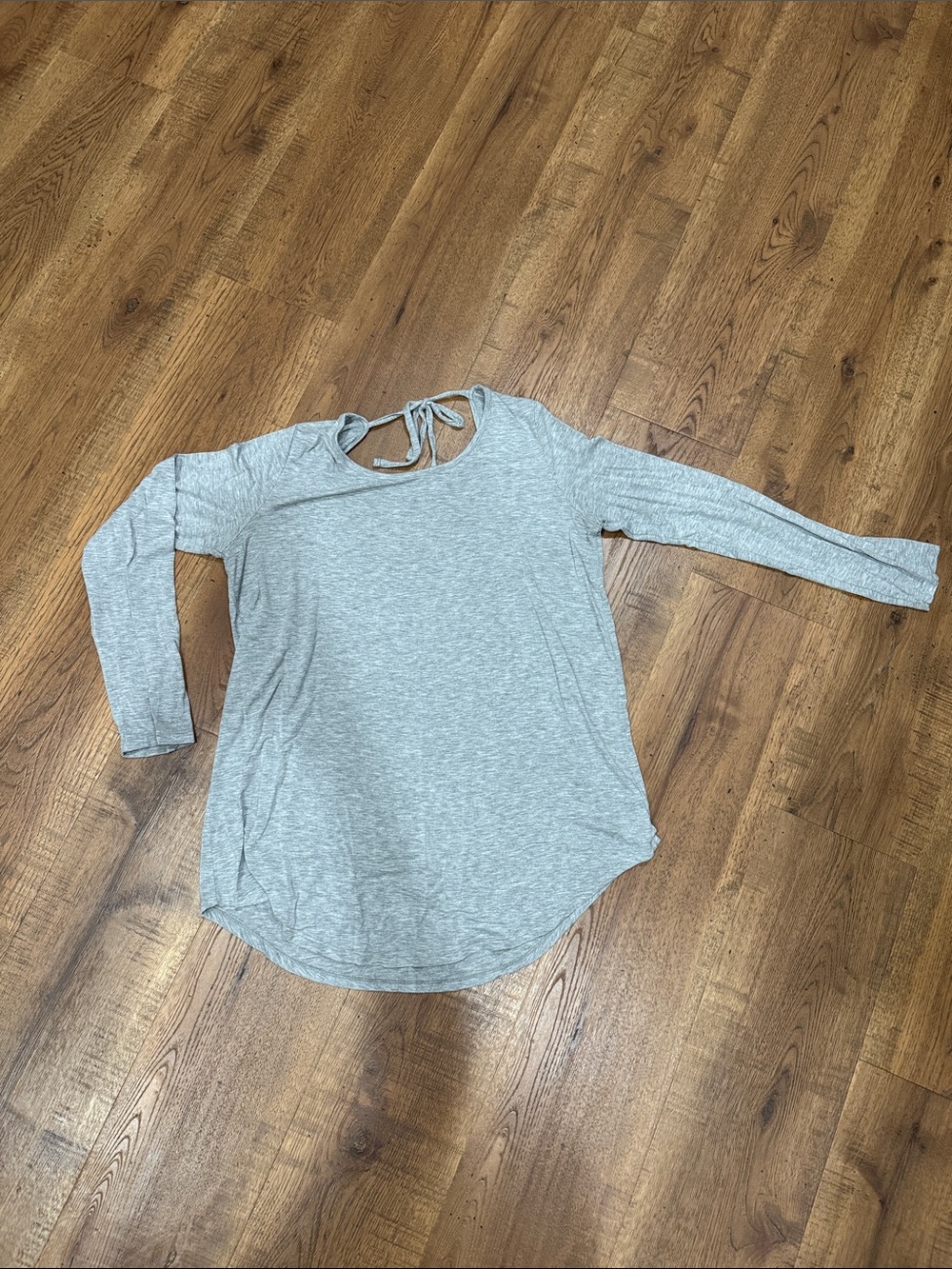 aerie Heather Gray Long-Sleeve Tie-Back Top